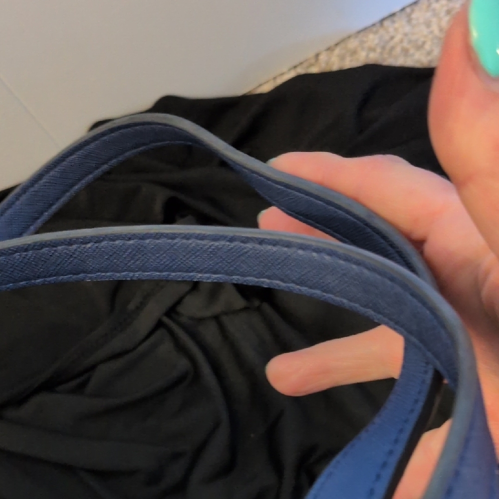 kate spade navy blue tote with gold plaque - Picture 9 of 16